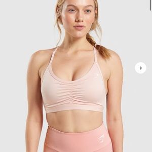Light pink gymshark runched sports bra
